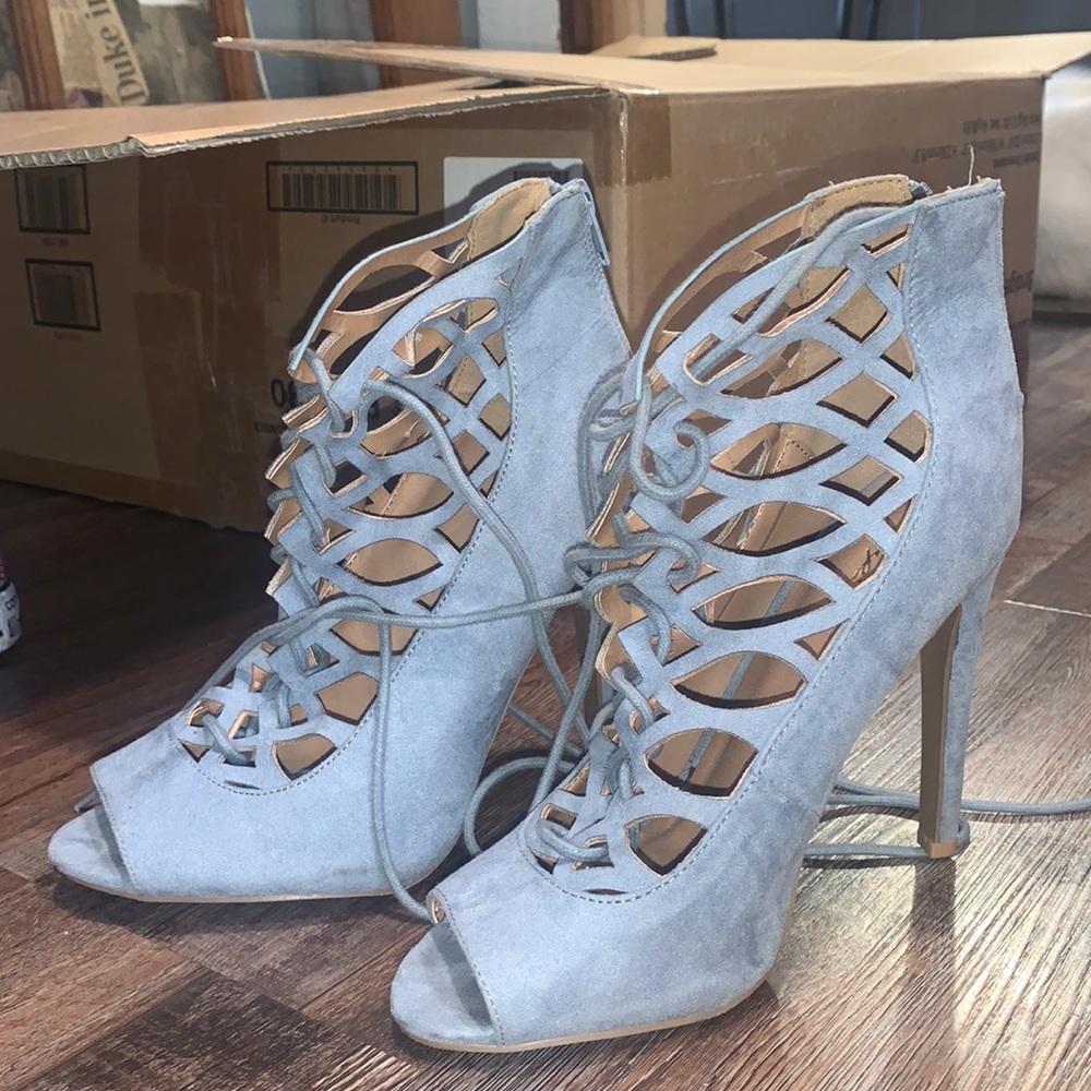 blue lace up heals